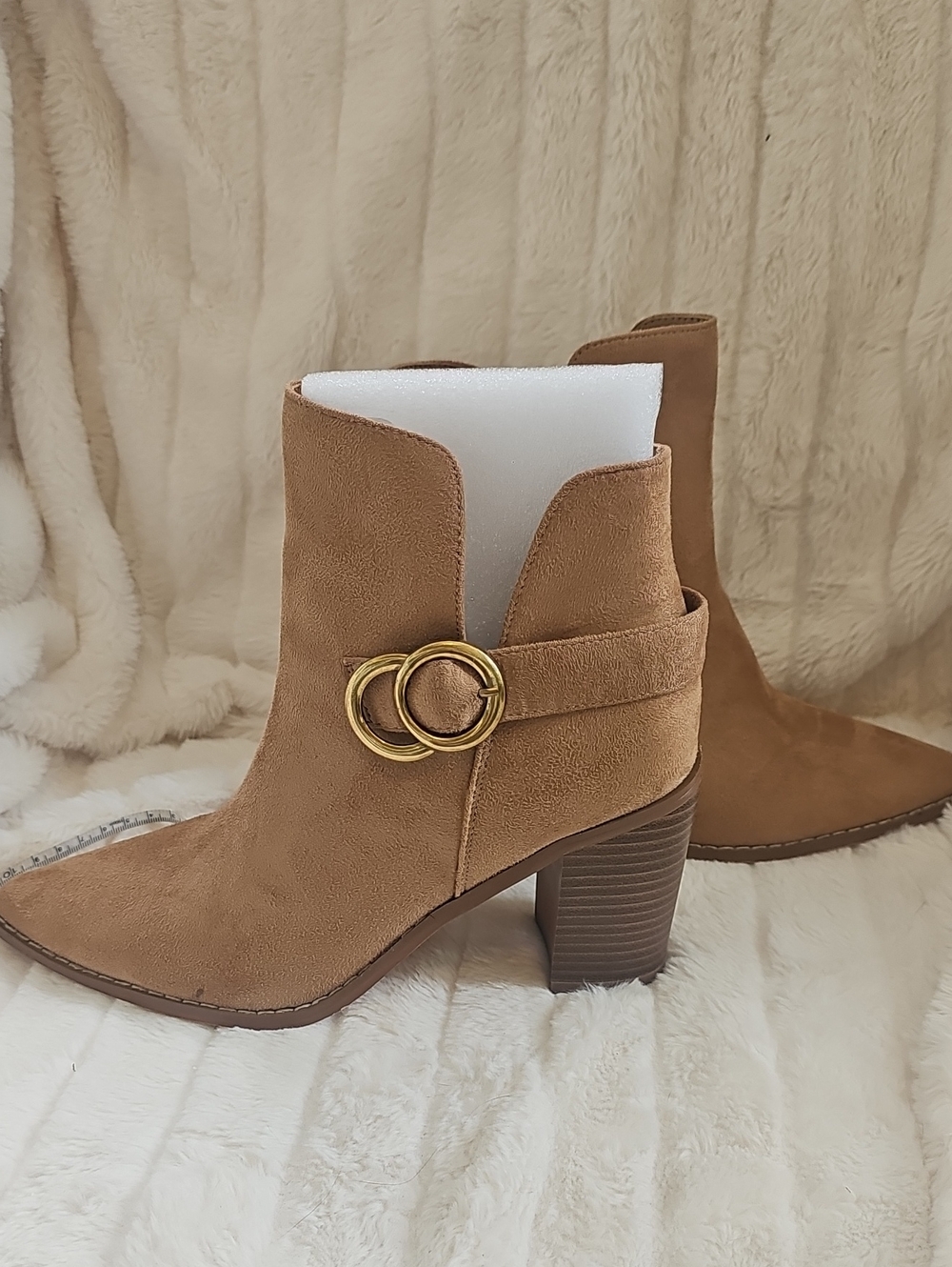 Women’s Tan  Ankle Boots with Gold Accent